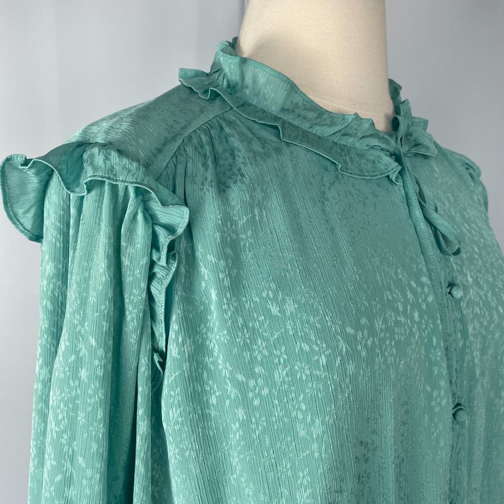 LC Lauren Conrad Dress Plus Size 4X Teal Blue Ruffle Boho Peasant Feminine - Picture 3 of 13